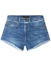 Alanui Fringed Cotton-denim Shorts In Denim