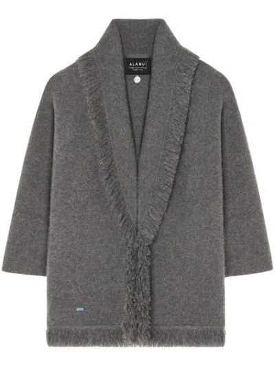 Alanui Fringed-edge Cashmere-blend Cardigan In Grey