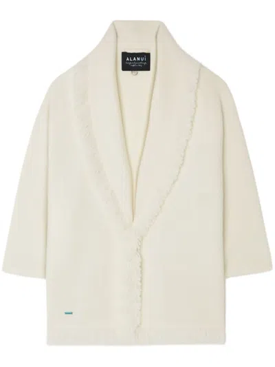 Alanui Fringed-edge Cashmere-blend Cardigan In White