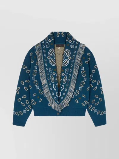 ALANUI FRINGED JACQUARD KNIT CARDI-BOMBER