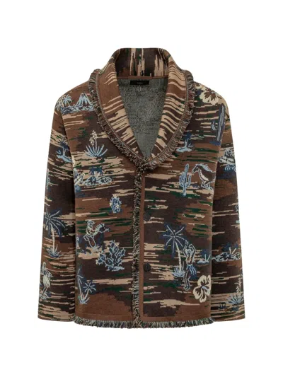 Alanui Fringed Jacquard-knit Cardigan In Multi