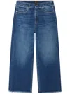 Alanui Fringed Wide Leg Jeans In Dark Wash Blue Demin
