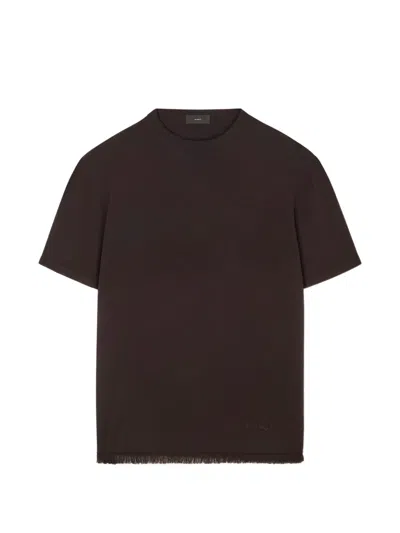 Alanui Fringed Knit T-shirt In Brown