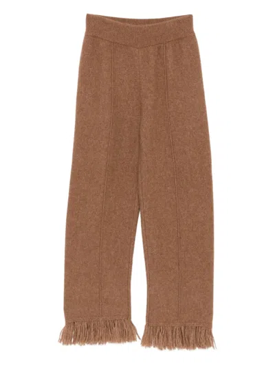 Alanui Fringed Knitted Trousers In Brown