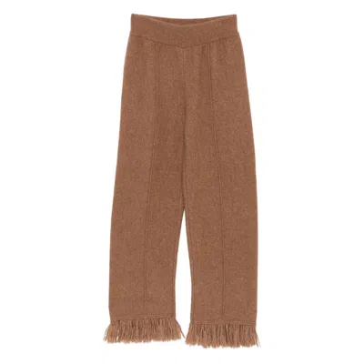 Alanui Fringed Knitted Trousers In Brown