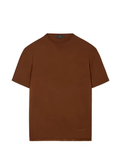 Alanui Fringed Logo-embroidered T-shirt In Brown