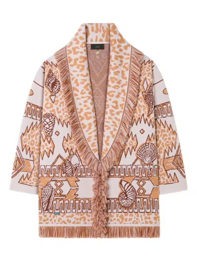 Alanui Fringed Patterned Cardigan In Neutral