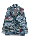 Alanui Fringed Patterned Cardigan In Blue