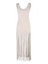 Alanui Fringed Sleeveless Maxi Dress In Beige