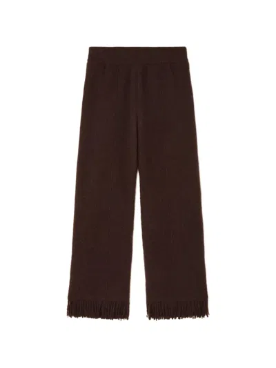 Alanui Fringed-trim Trousers In Brown