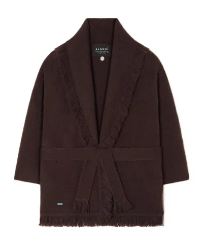 Alanui Fringe-trim Belted Cardigan In Brown