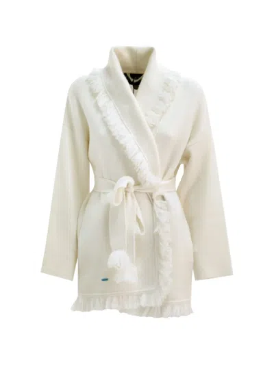 Alanui Fringe-trim Belted Cardigan In White