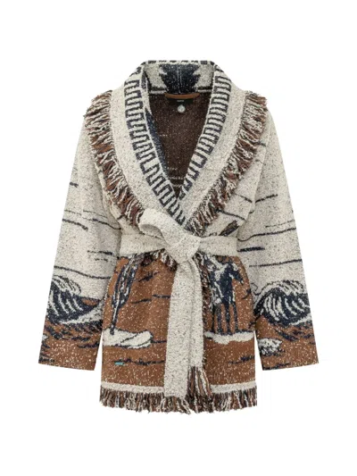 Alanui Fringe-trimmed Belted Cardigan In Brown