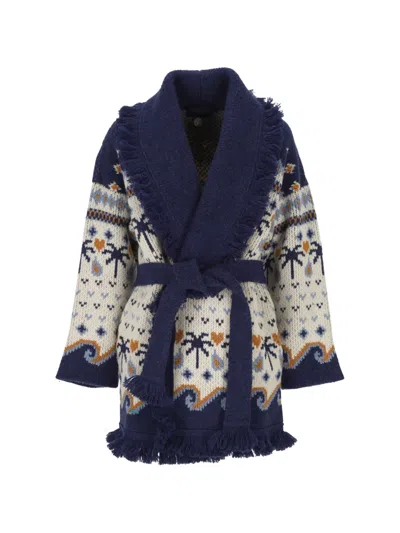 Alanui Fringe-trimmed Jacquard Cardigan In Multi