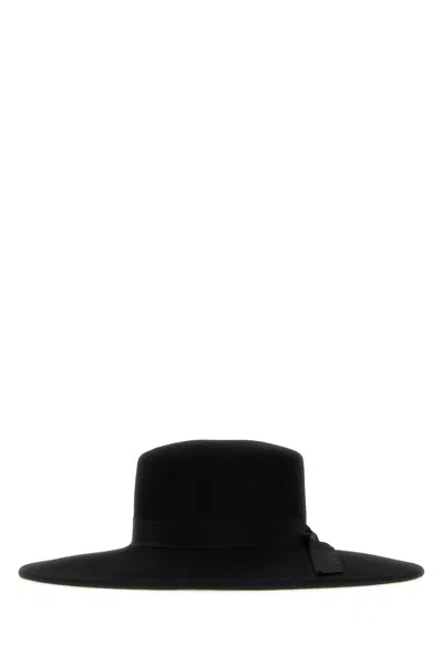 Alanui Gaucho Flannel-finish Wide-brim Hat In Black