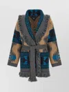 Alanui Shawl Collar Knit Cardigan With Fringe In Multi