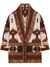 Alanui Geometric Pattern Cashmere Sweater With Fringed Hem In Brown