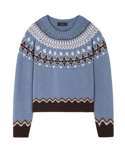 Alanui Geometric Pattern Wool Crewneck Sweater In Blue