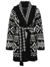 Alanui Belted Fringed Wool-blend Jacquard Cardigan