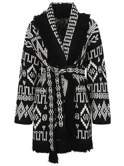 ALANUI GEOMETRIC PATTERNED VIRGIN WOOL AND COTTON CARDIGAN