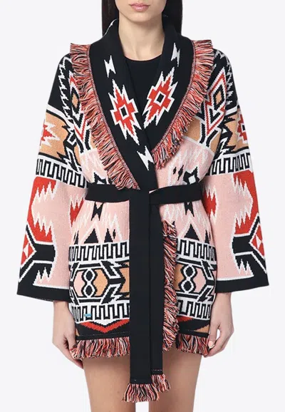 Alanui Geometric Roots Belted Cardigan In Multi