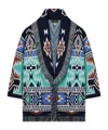 Alanui Geometric Roots Cardigan In Soft Virgin Wool In Black