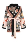 Alanui Geometric Roots Cardigan With Vibrant Fringe Trims In Multicolor