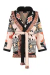 Alanui Women's Cardigan Geometric Roots Peach/black In Multicolor