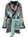 Alanui Geometric Roots Cardigan In Soft Virgin Wool In Light Blue