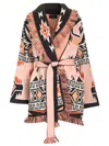 Alanui Women's Cardigan Geometric Roots Peach/black
