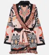 Alanui Geometric Roots Cardigan With Vibrant Fringe Trims In Orange