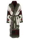 Alanui Geometric Tribal Knit Cardigan With Shawl Collar And Fringe Detailing In Multi