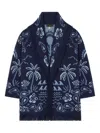 Alanui Palm-tree Fringed Cardigan In Blue