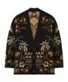 Alanui Glimpse Of Eden Palm-tree Paisley Cardigan In Black
