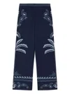 Alanui Glimpse Of Eden Palm-tree Paisley Trousers In Blue