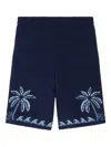 Alanui Glimpse Of Eden Palm-tree Shorts In Blue