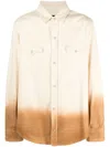Alanui Denim Overshirt With Dip-dye Effect In Neutrals