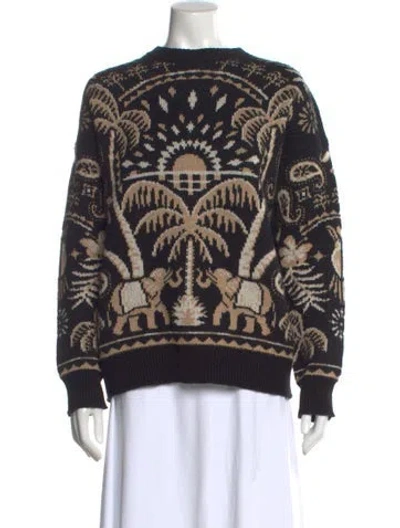 Pre-owned Alanui Graphic Print Crew Neck Sweater In Black