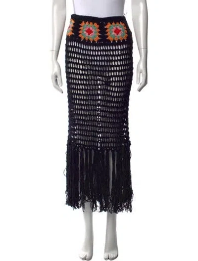 Pre-owned Alanui Graphic Print Long Skirt W/ Tags In Black