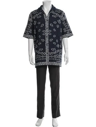 Pre-owned Alanui Graphic Print Turtleneck Cardigan In Blue