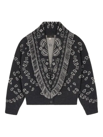 ALANUI GREY BANDANA WOOL CARDI-BOMBER