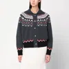 Alanui Sweet Winter Multicolor Cardigan With Spread Collar And Geometric Motif In Wool Woman In Multi