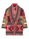 Alanui Grunge Anthem Fringed Patterned Coat In Brown