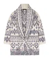 Alanui Wool Cardigan With Belted Waist And Fringe In Blue