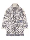 Alanui Wool Cardigan With Belted Waist And Fringe In Blue
