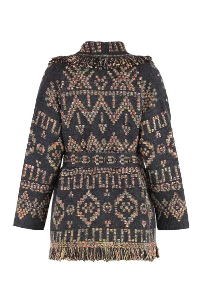 ALANUI ALANUI GRUNGE BEAT JACQUARD KNIT CARDIGAN