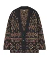 Alanui Wool Blend Grunge Beat Cardigan With Embroidered Geometric Pattern In Black
