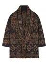 Alanui Fringe Detailing Wool Blend Cardigan In Brown