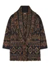Alanui Fringe Detailing Wool Blend Cardigan In Brown