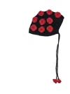 Alanui Grunge Roses Bonnet Hat Charcoal/ruby In Red